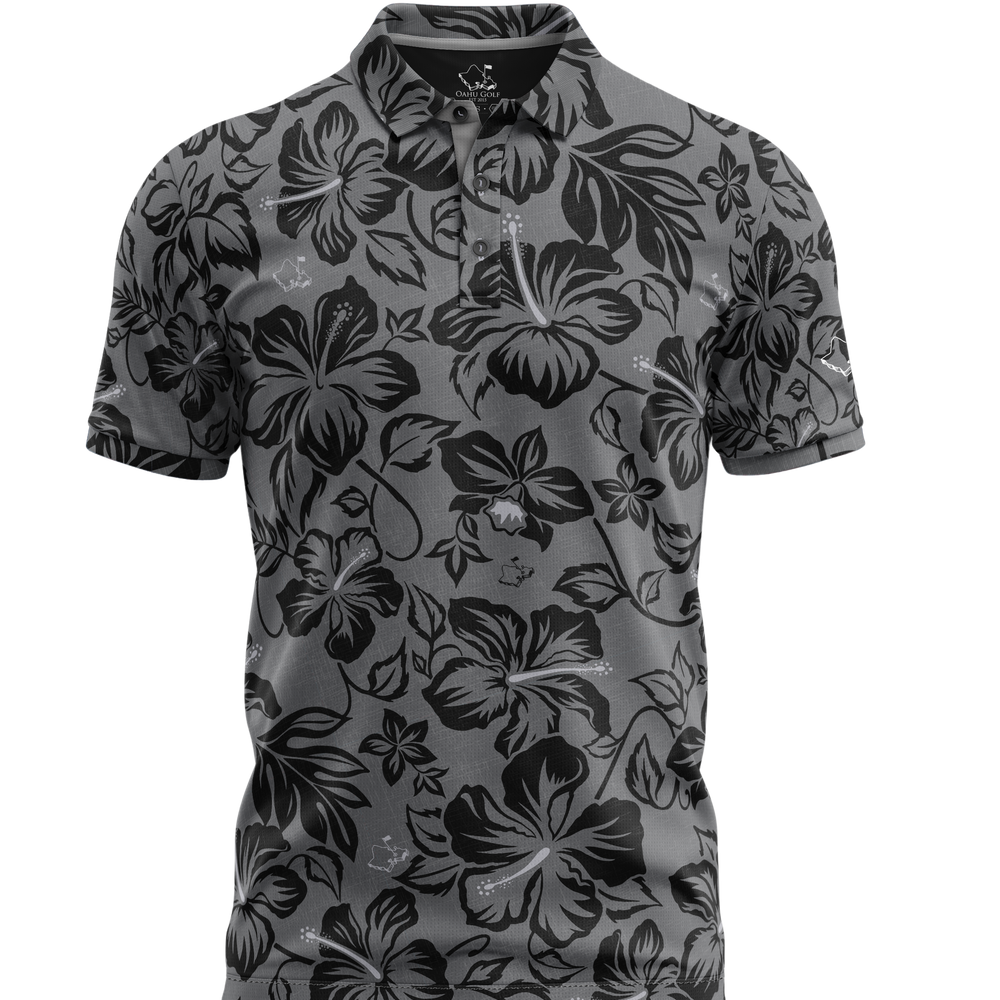 "Bloom" Black Smoke - OGA Men's Polo - Smoke Gray / Black