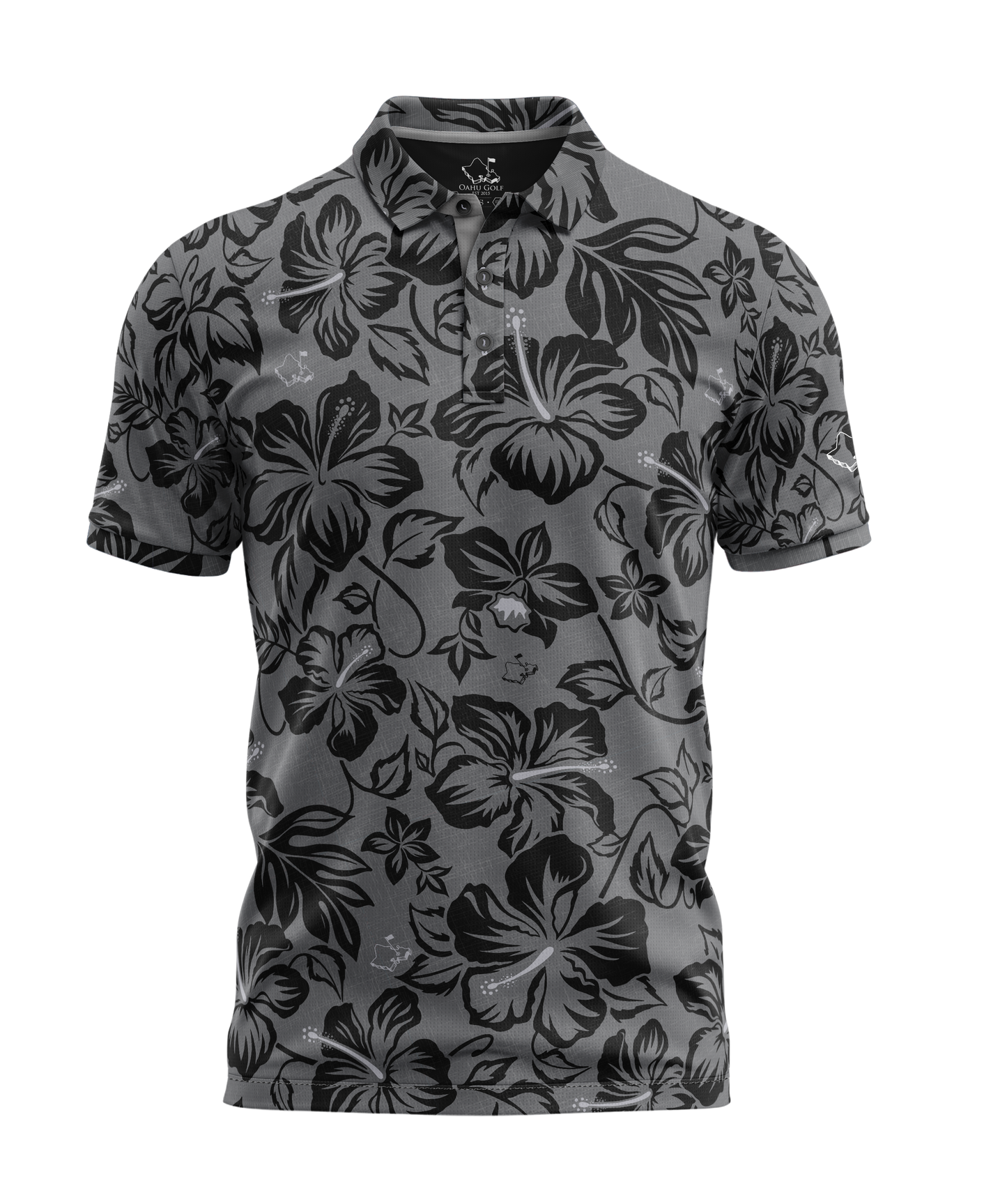 "Bloom" Black Smoke - OGA Men's Polo - Smoke Gray / Black