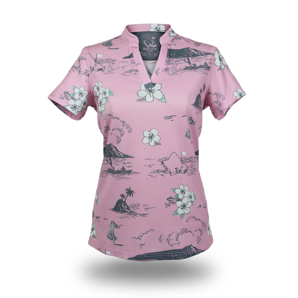 "Classic Island" Bubblegum Skies - OGA Women's Polo - Pink