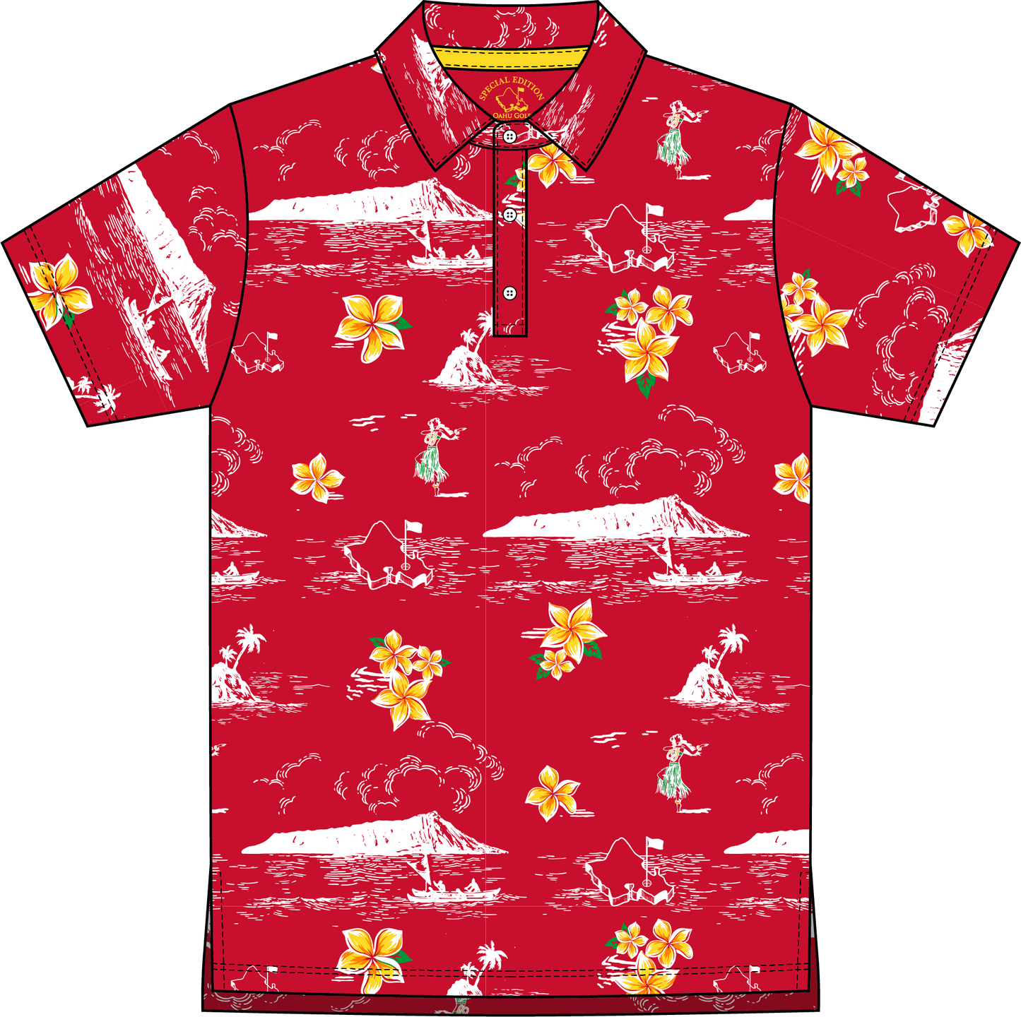 "Classic Scenic" Red Sunset - OGA Youth Polo - Deep Red