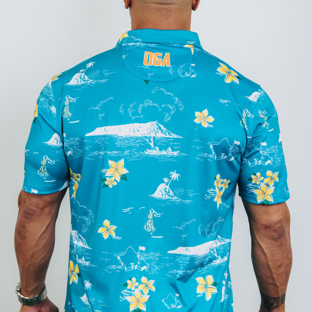 "Classic Scenic" Teal Flash - OGA Men's Polo - Teal Green