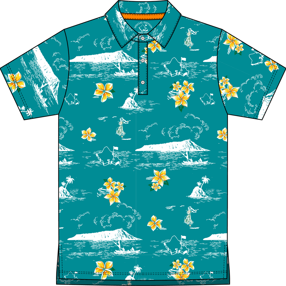 "Classic Scenic" Teal Flash - OGA Youth Polo - Teal Green