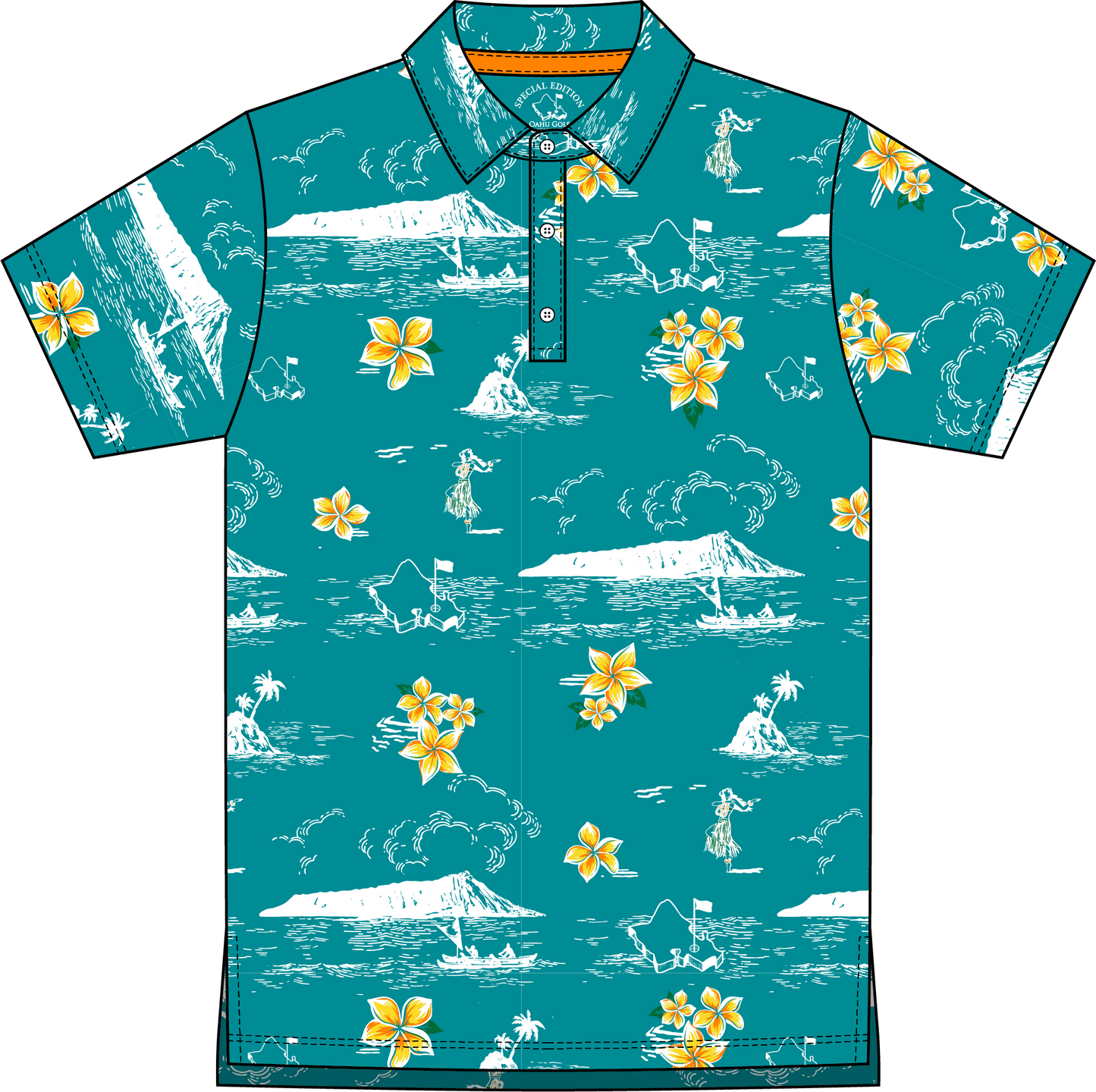 "Classic Scenic" Teal Flash - OGA Youth Polo - Teal Green
