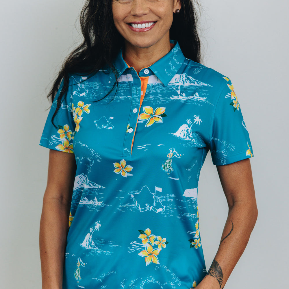 "Classic Scenic" Teal Flash - OGA Women's Polo - Teal Green