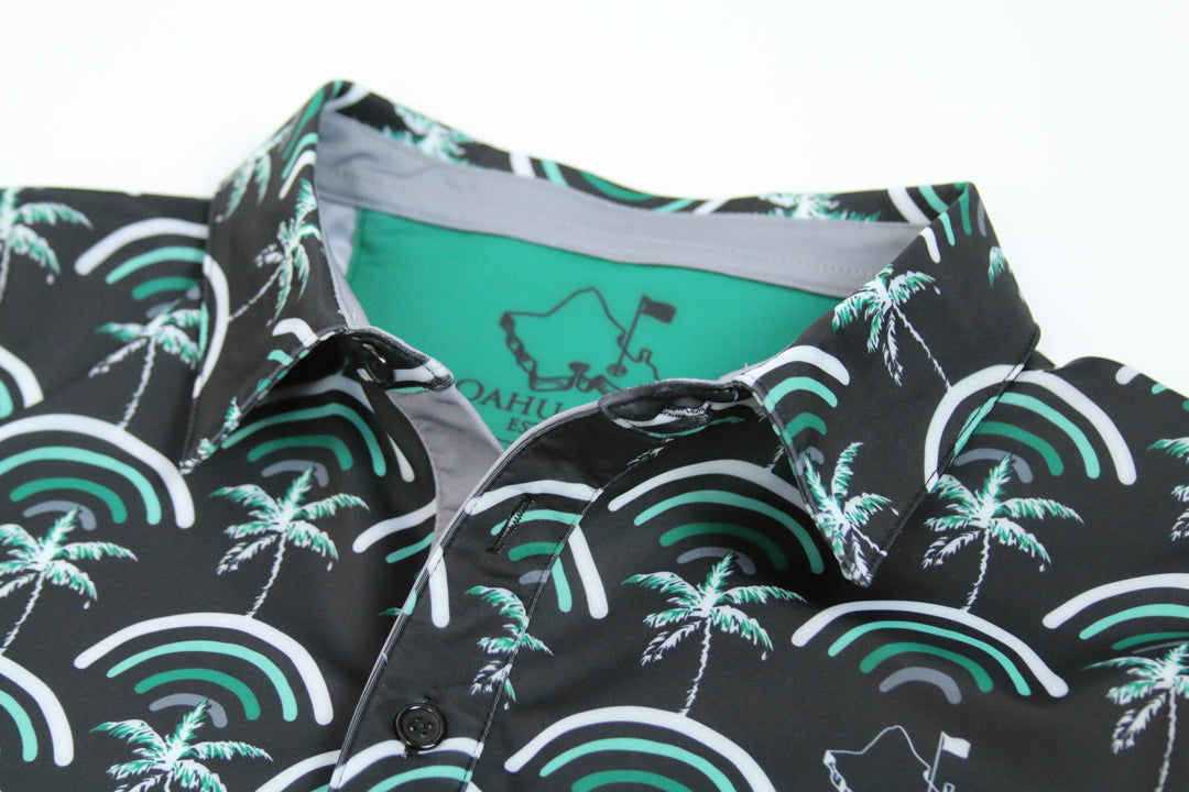 "Cocobows Manoa" - OGA Men's Polo - Black and Green