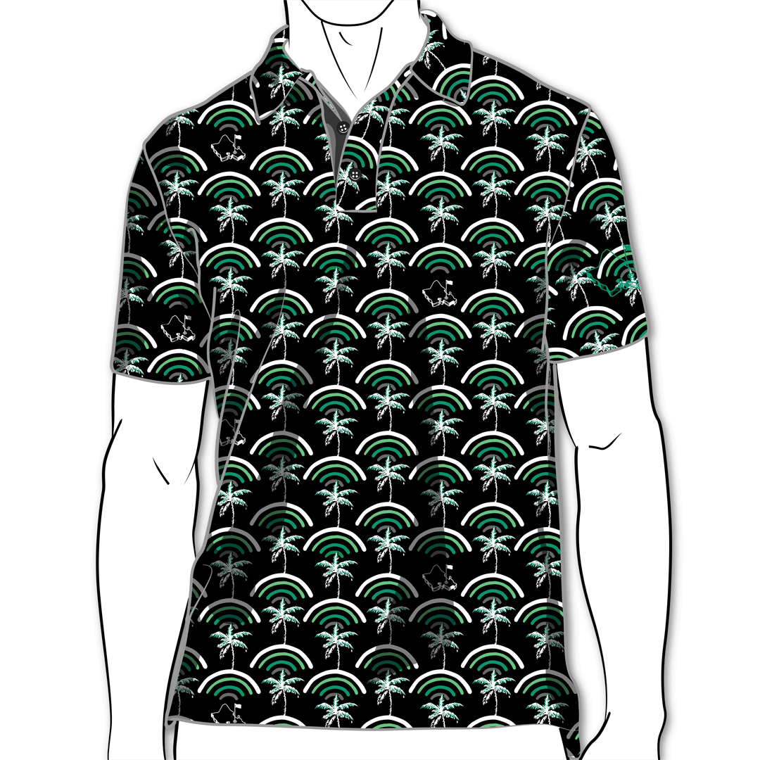"Cocobows Manoa" - OGA Men's Polo - Black and Green