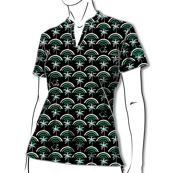 "Cocobows Manoa" - OGA Women's Polo - Black and Green