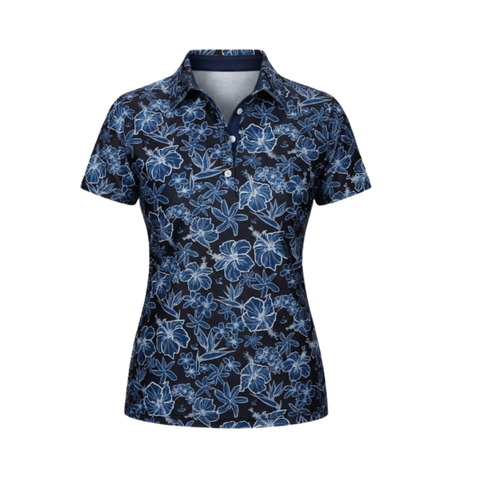 "Small Kine Sketchy" Dark Ocean - OGA Women's Polo - Midnight Blues