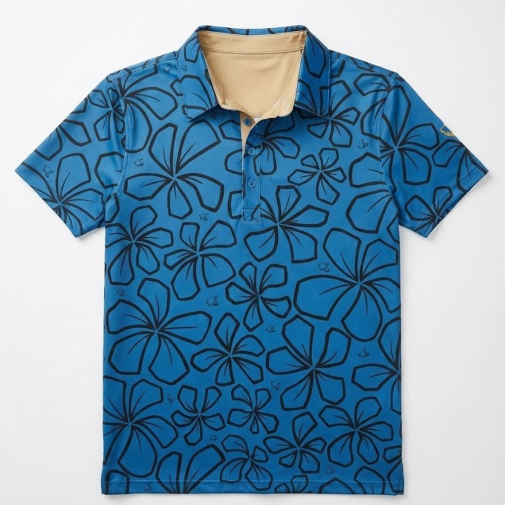 "Mini Retro" Blue Haze - OGA Women's Polo - Dusty Blue / Black