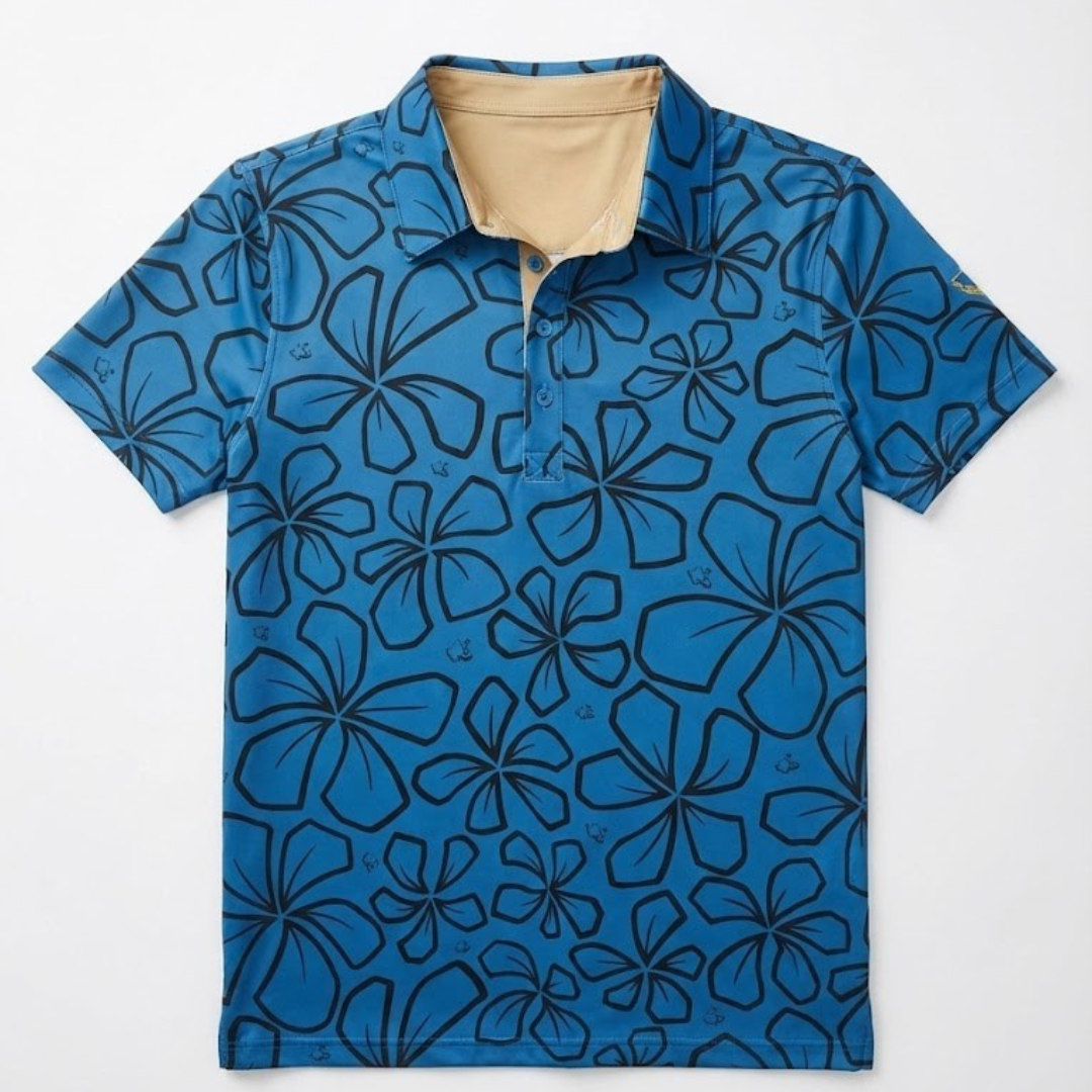 "Mini Retro" Blue Haze - OGA Women's Polo - Dusty Blue / Black