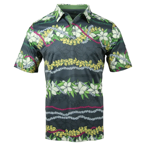 "Floral Stripes" - OGA Men's Polo - Multi Black
