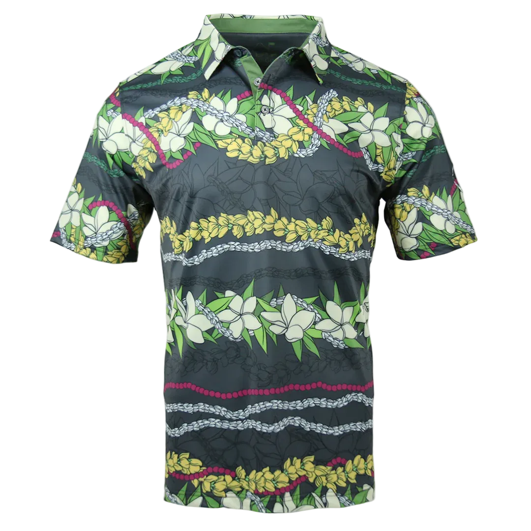 "Floral Stripes" - OGA Men's Polo - Multi Black