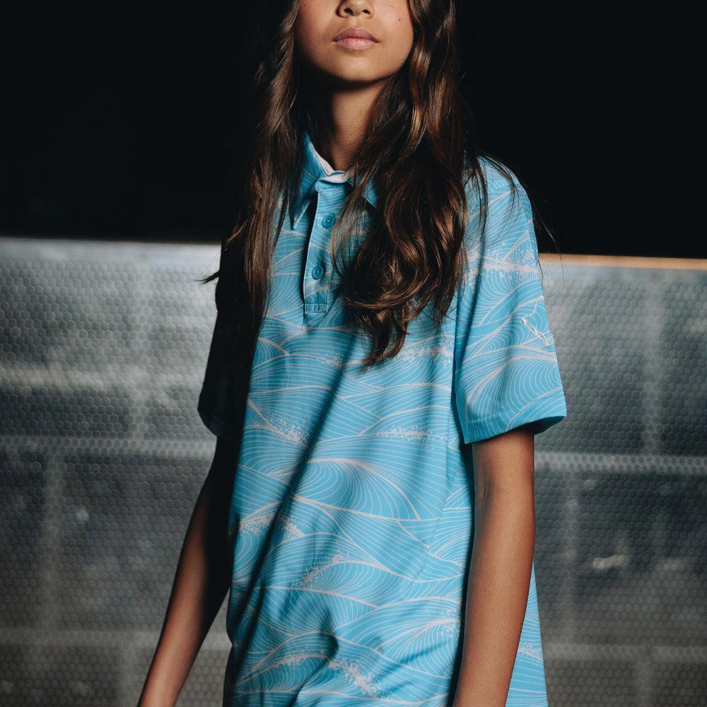 
                      
                        "Fluid" Aqua Foam - OGA Youth Polo - Aquamarine / Sea Foam White
                      
                    