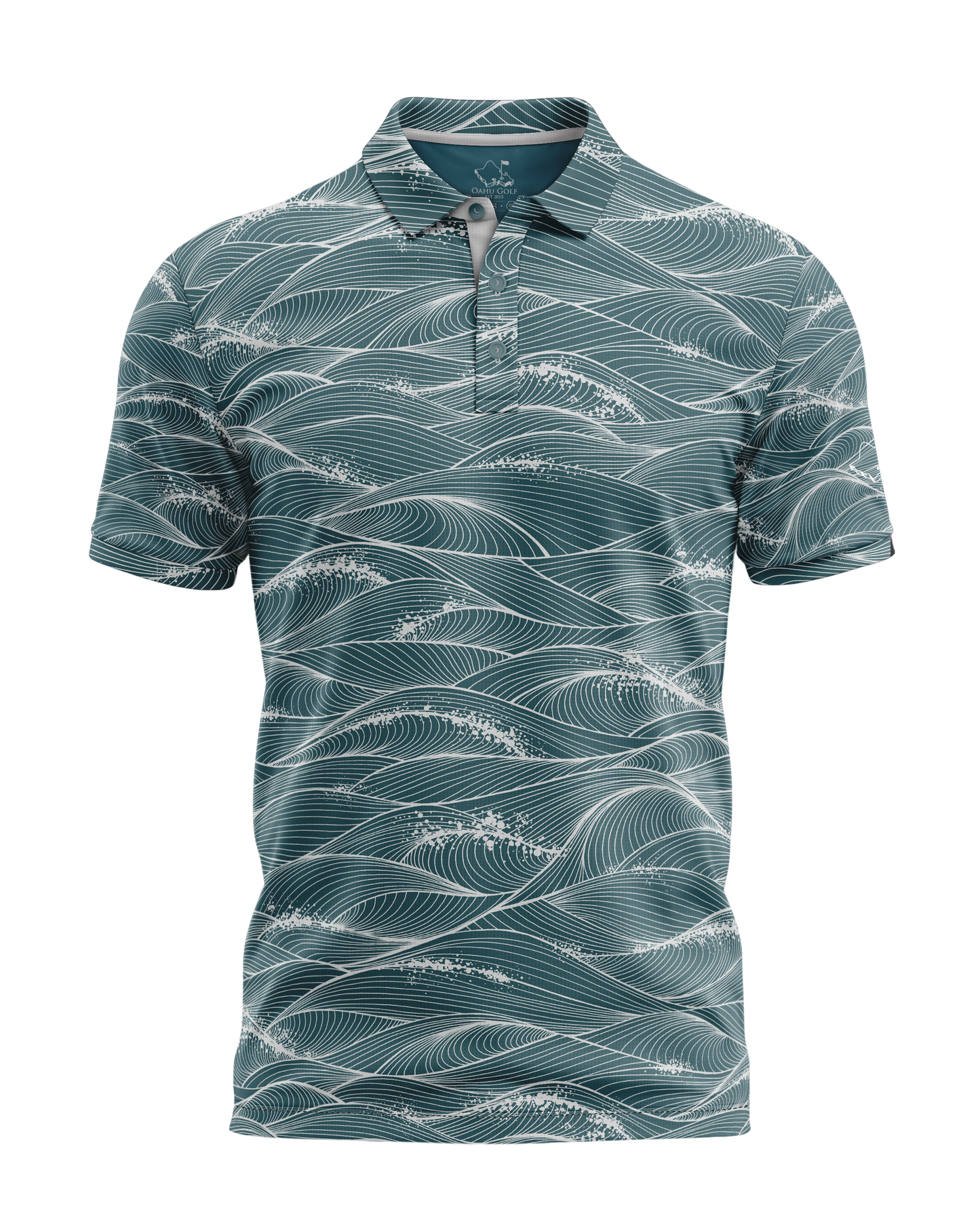 "Fluid" Teal Spray - OGA Men's Polo - Teal / Gray Mist