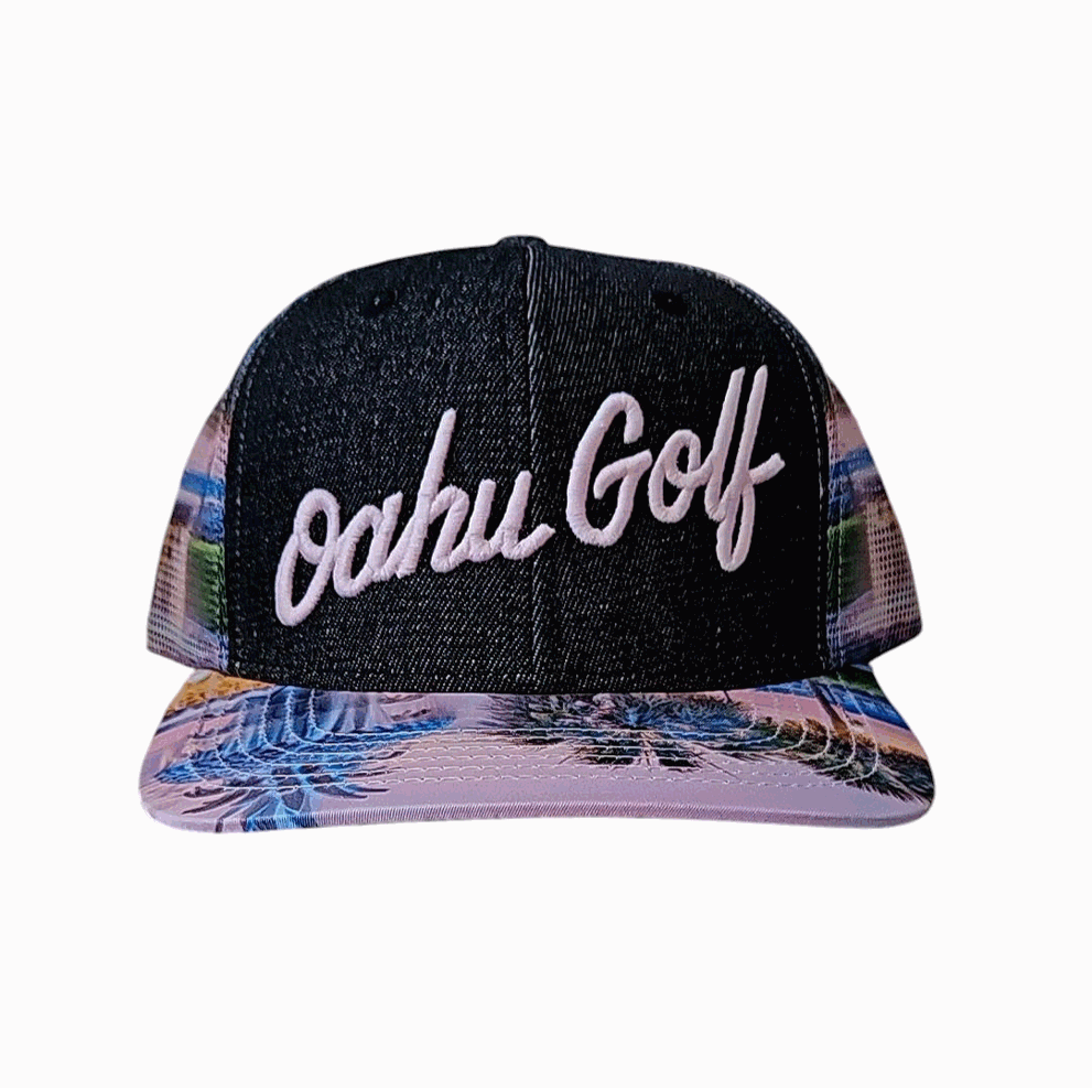 "Fountain" - 6 Panel Semi-Curved Trucker - Photoreal Multicolor