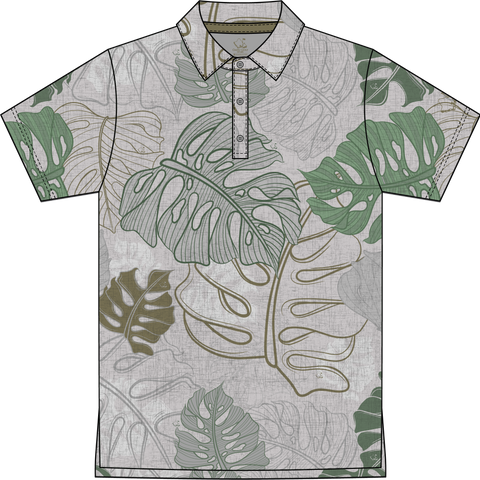 "Golden Era" - OGA Youth Polo - Heather Gray / Greens