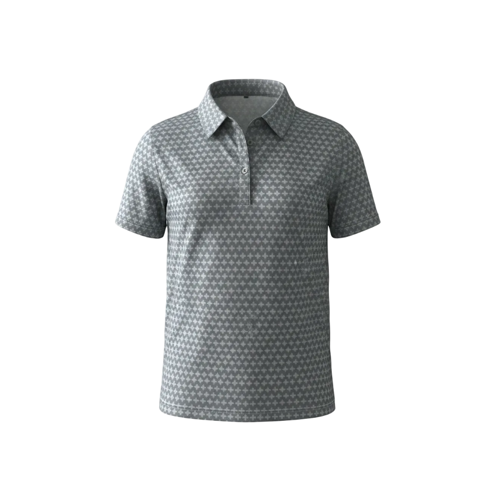 "Ditsy Ulu Quilt" Tonal Stone - OGA Youth Polo - Tonal Grays