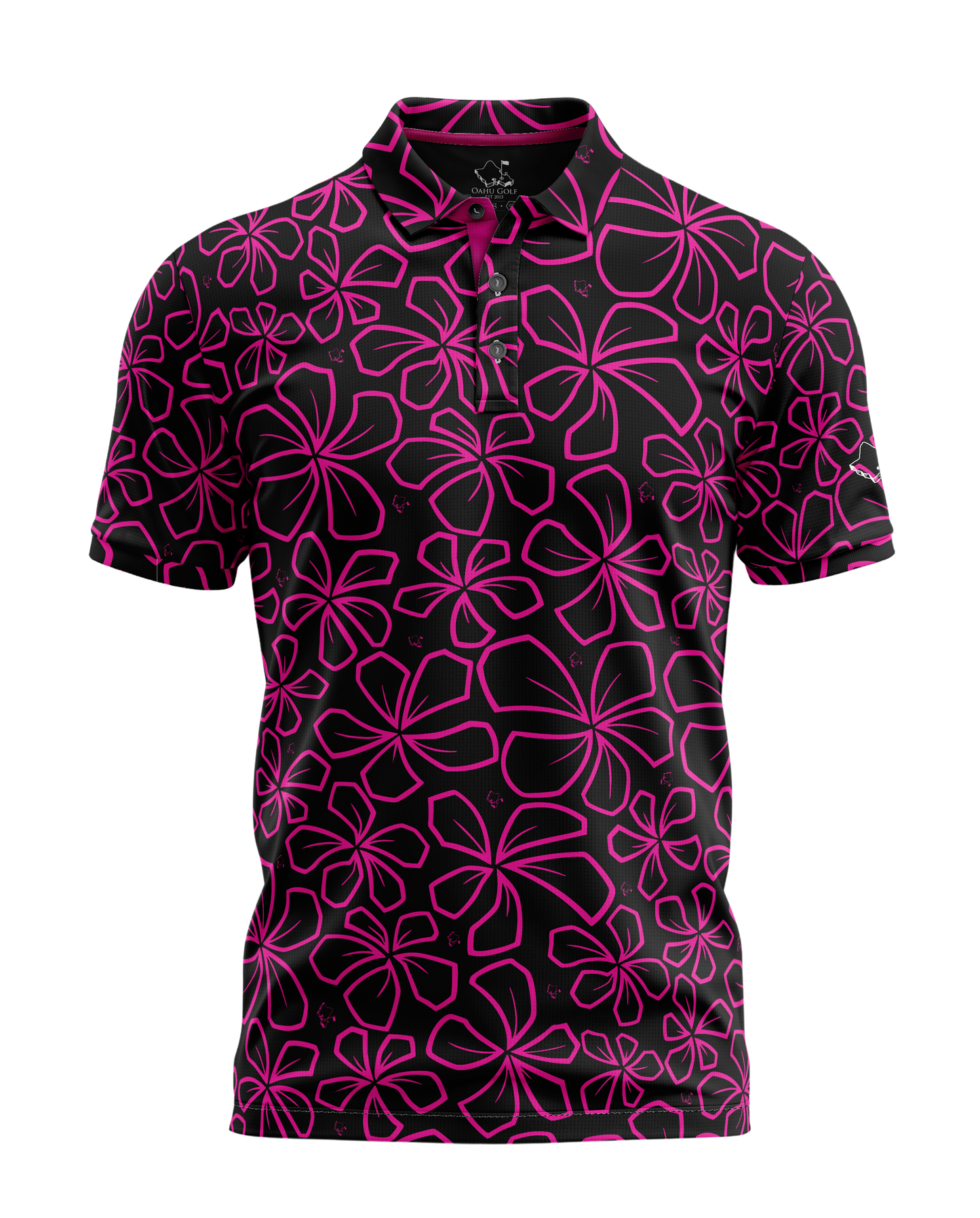 "Mini Retro" Black Neon - OGA Men's Polo - Black / Pink