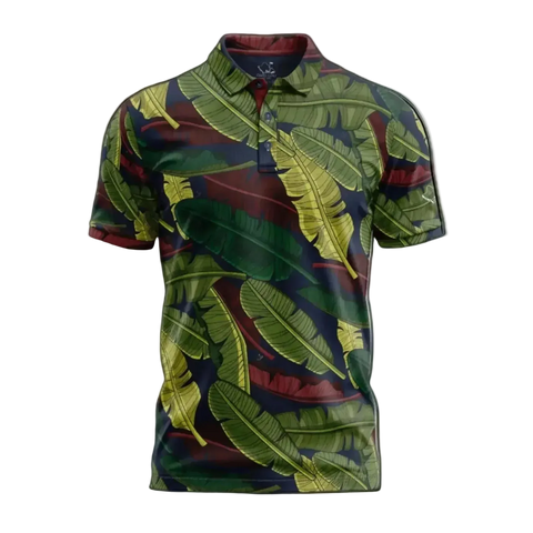 "Banana Patch Mash Up" Jungle Greens - OGA Men's Polo - Multi Greens