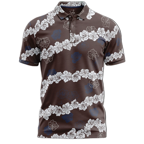 "Ho'onani" Brown- OGA Men's Polo - Clay / White
