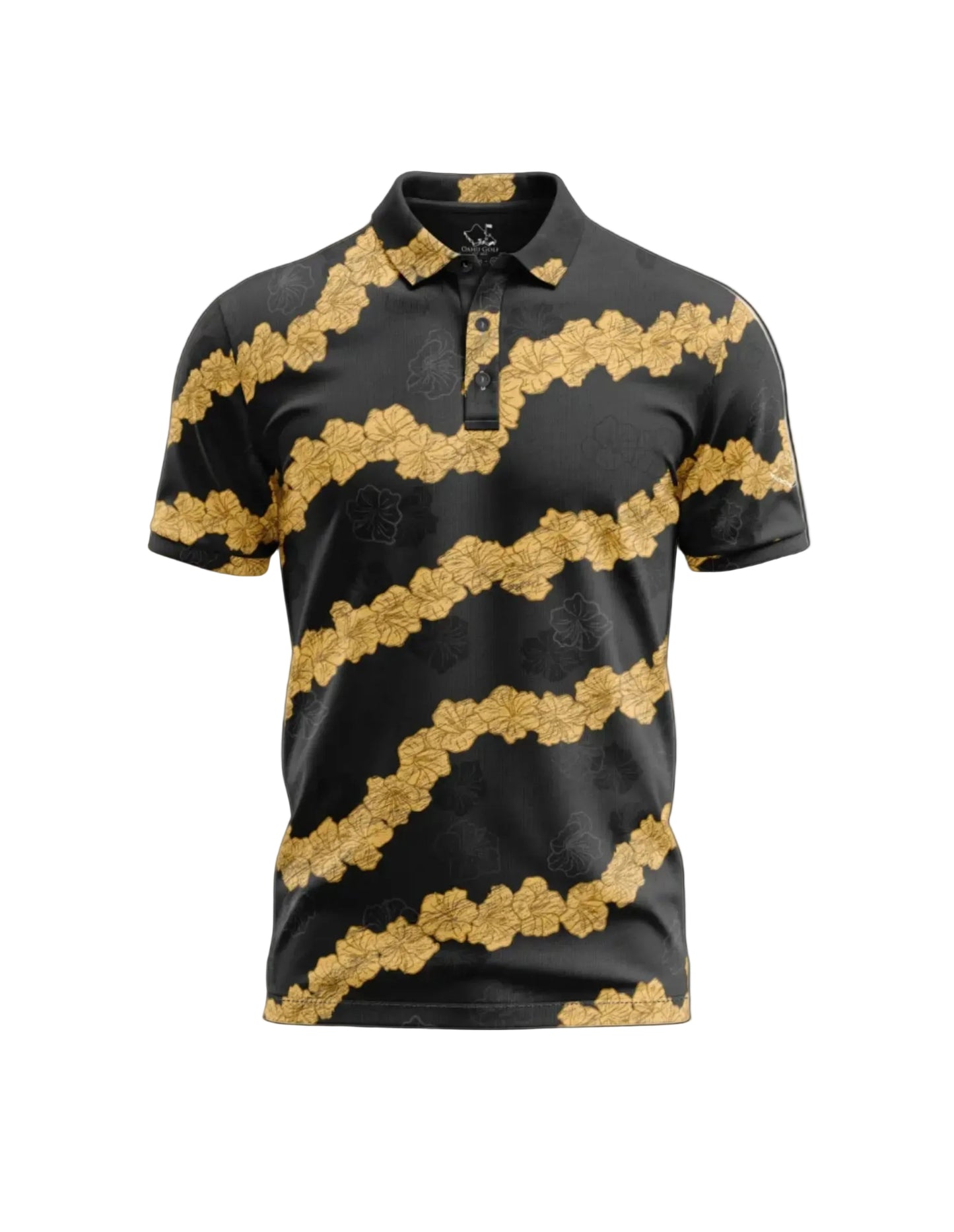 "Ho'onani" Gray- OGA Men's Polo - Obsidian / Gold