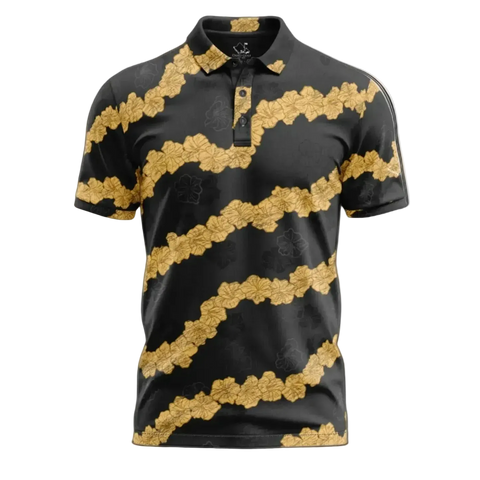 "Ho'onani" Gray- OGA Men's Polo - Obsidian / Gold