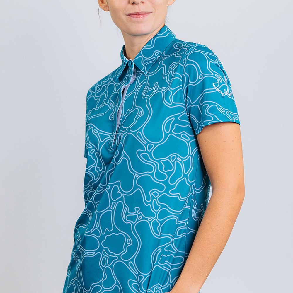 
                      
                        "Island Coral" Dark Teal - OGA Women's Polo - Dark Teal / Silver
                      
                    