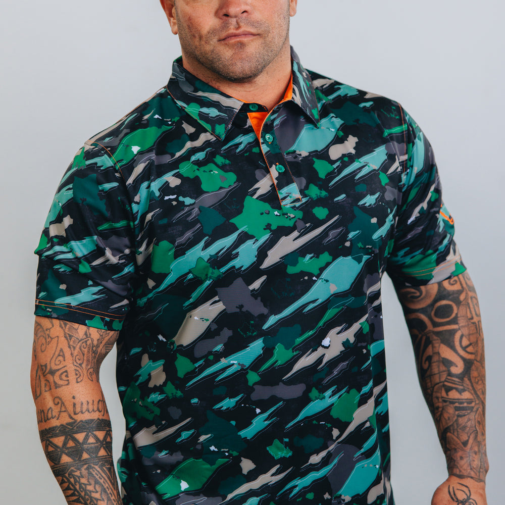 
                      
                        "Island Flow - Hunter Camo" - OGA Men's Polo - Dark Rainforest Camo
                      
                    