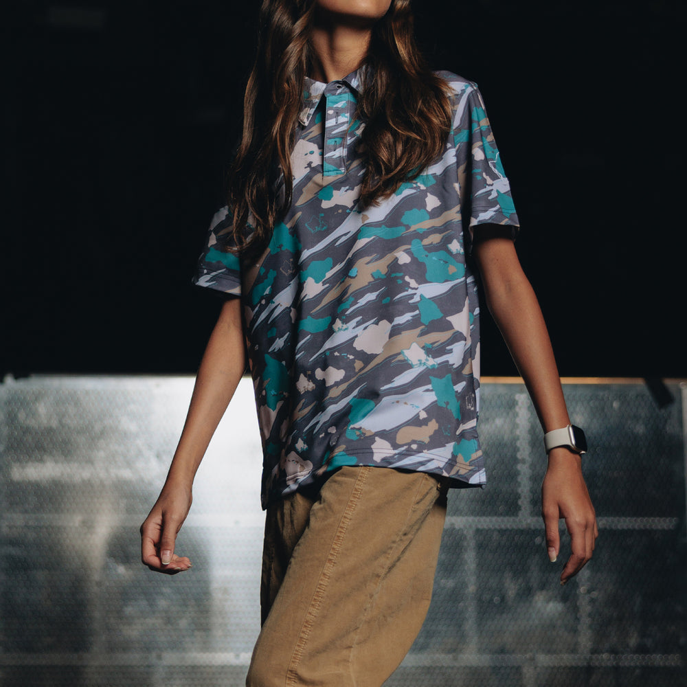 
                      
                        "Island Flow Camo" - OGA Youth Polo - Teal / Sand
                      
                    