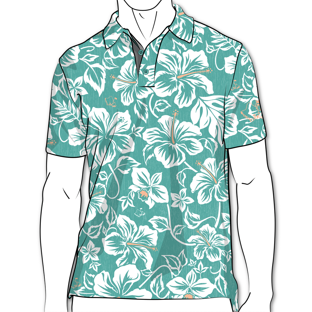 "Jade Bloom" - OGA Men's Polo - Jade Green