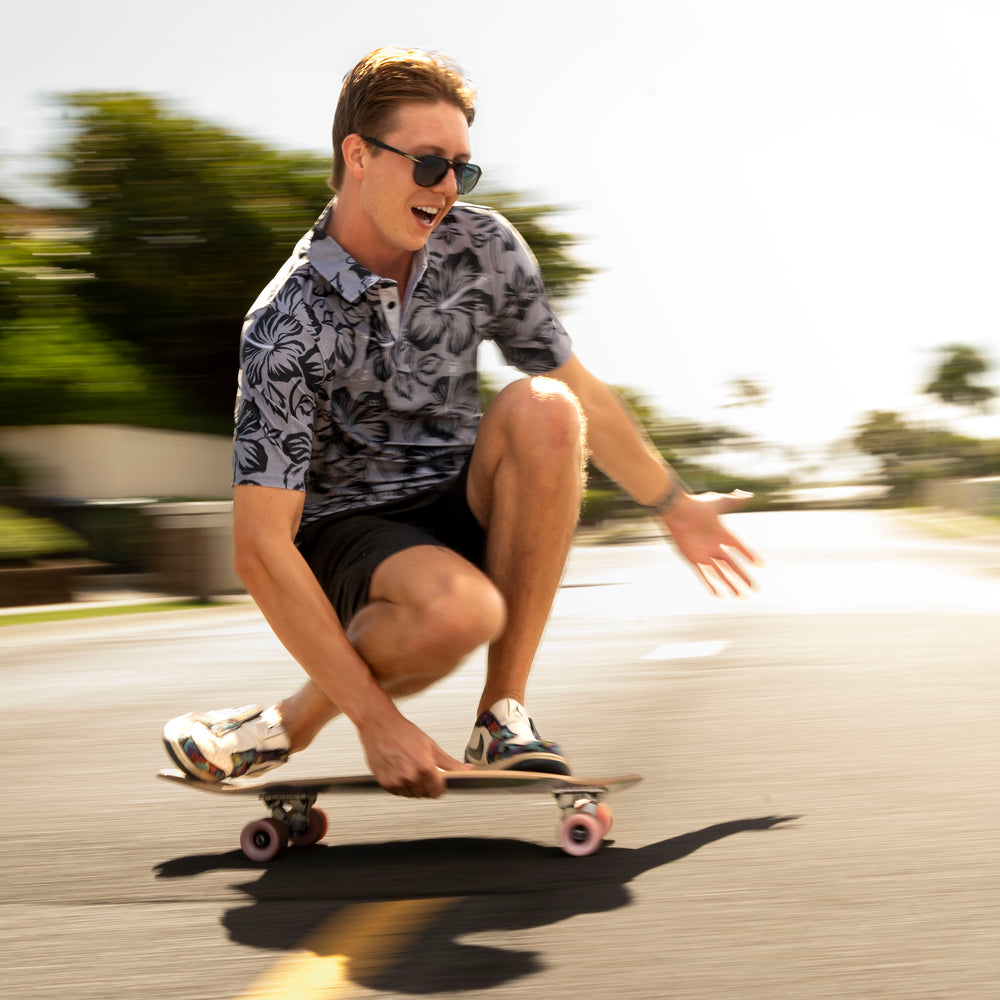 
                      
                        "Bloom" Black Smoke - OGA Men's Polo - Smoke Gray / Black
                      
                    