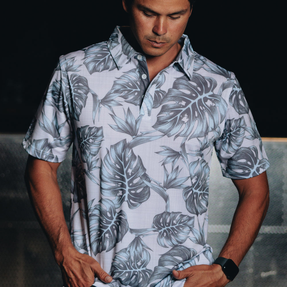 "Jungle" Haupia Gray - OGA Men's Polo - Haupia / Cool Gray