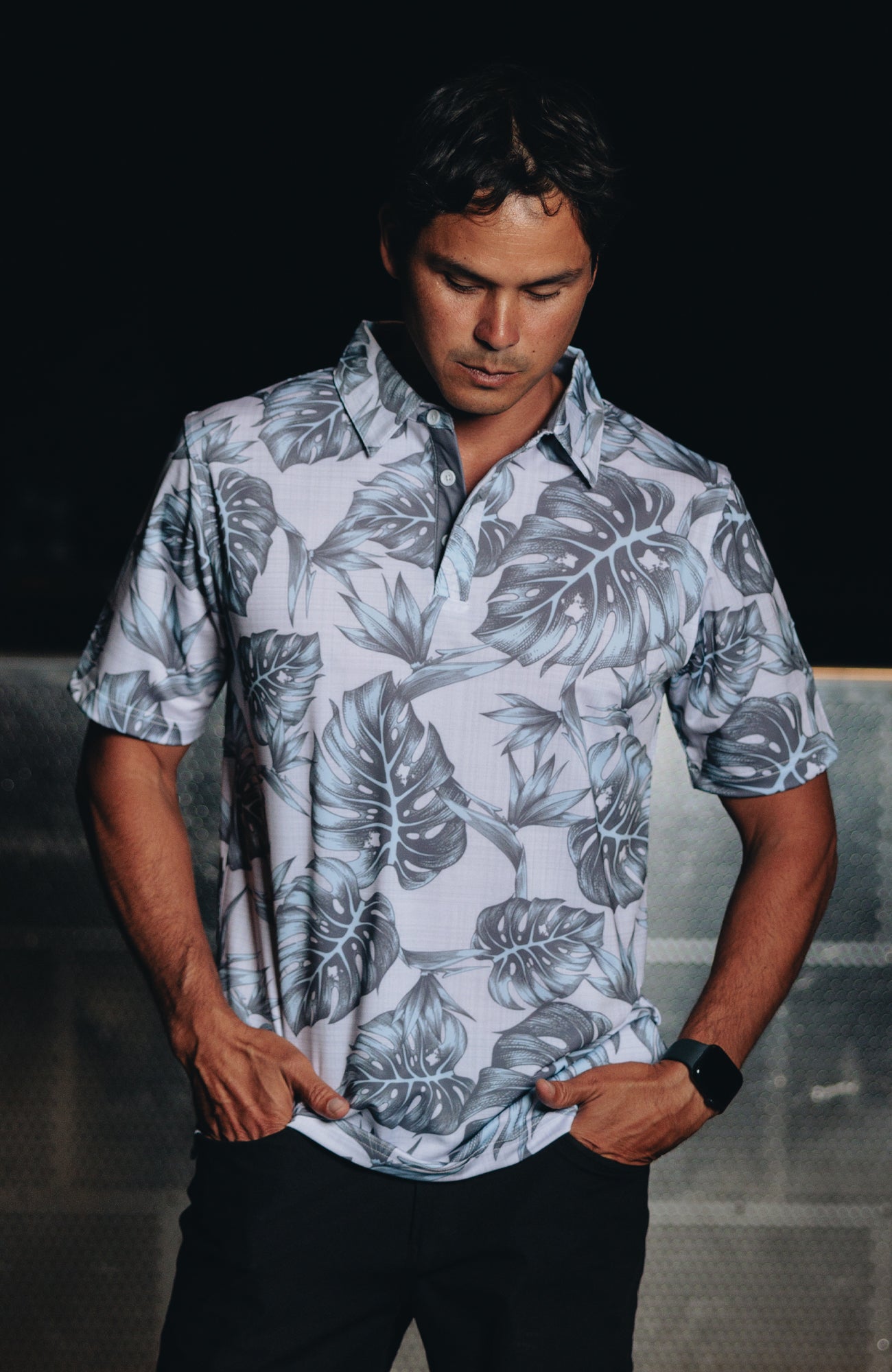 "Jungle" Haupia Gray - OGA Men's Polo - Haupia / Cool Gray