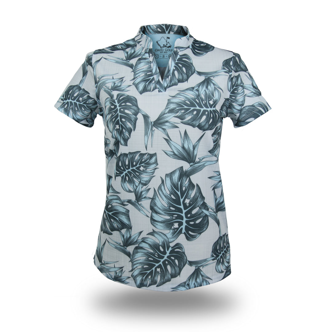 "Jungle" Haupia Gray - OGA Women's Polo - Haupia / Cool Gray
