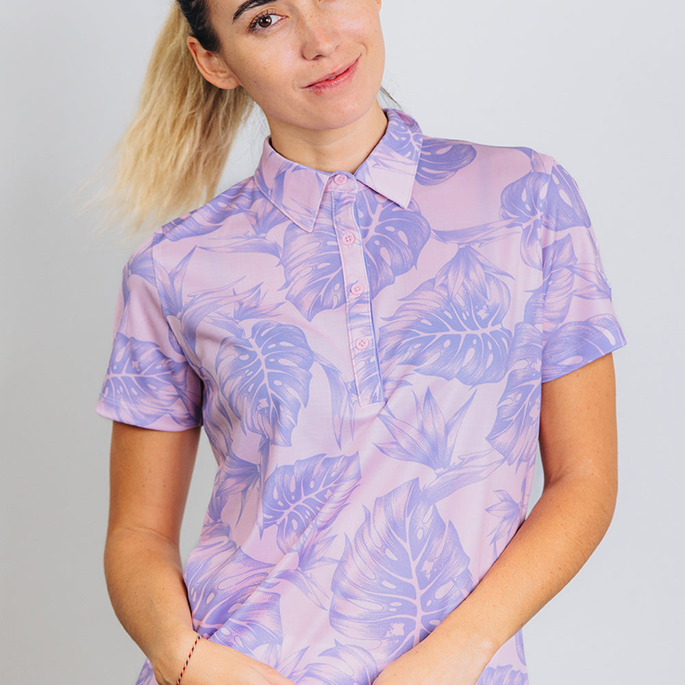 
                      
                        "Jungle" Sakura Pink and Poi - OGA Women's Polo - Pink / Purple
                      
                    