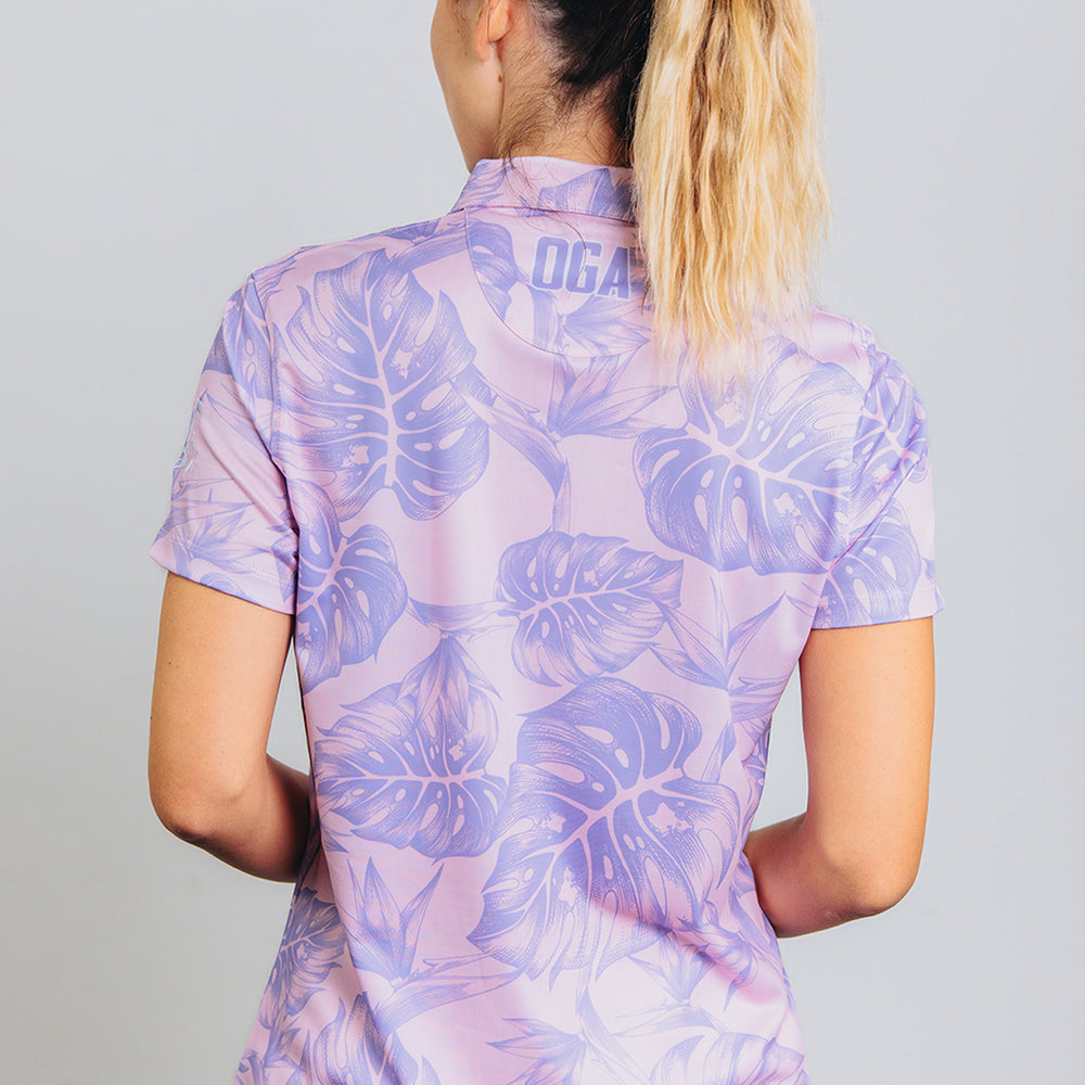
                      
                        "Jungle" Sakura Pink and Poi - OGA Women's Polo - Pink / Purple
                      
                    