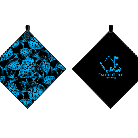 "Jungle" Square Golf Towel - OGA Square Towel - Black/Blue