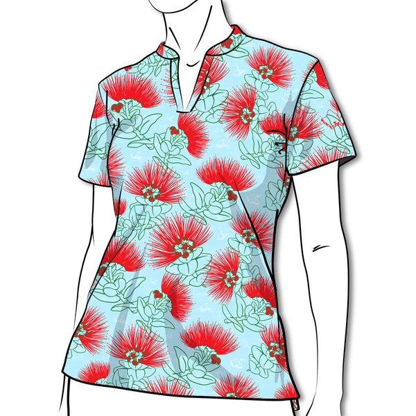 "Lehua Sky" - OGA Ladies Polo - Sky Blue