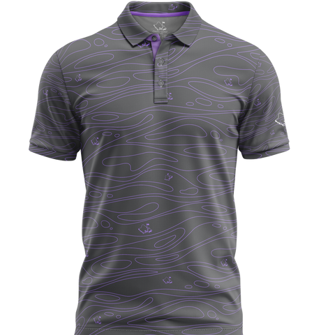 "Liquid" Steel Ube - OGA Men's Polo - Steel Gray / Ube