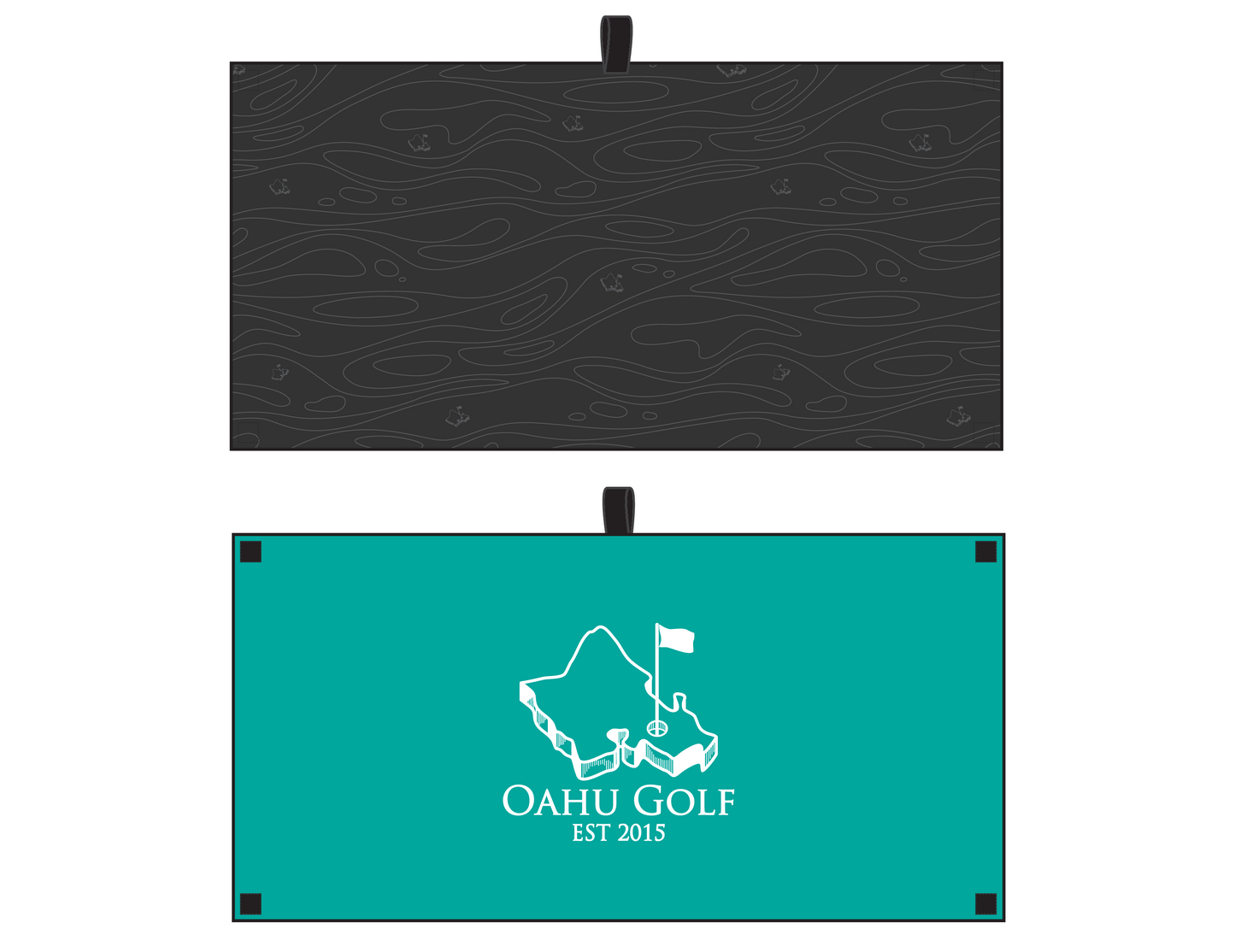"Liquid Onyx" Large Golf Towel - OGA Large Towel - Onyx / Teal