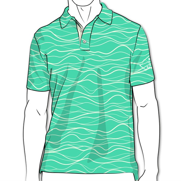 "Wavy Seafoam" - OGA Men's Polo - Seafoam Green