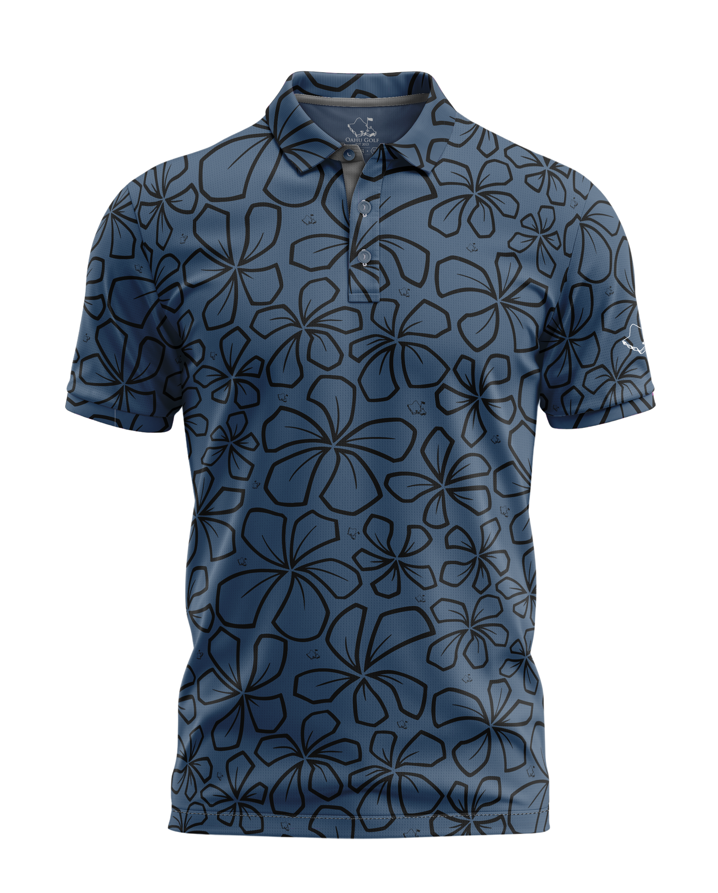 "Mini Retro" Blue Haze - OGA Men's Polo - Dusty Blue / Black