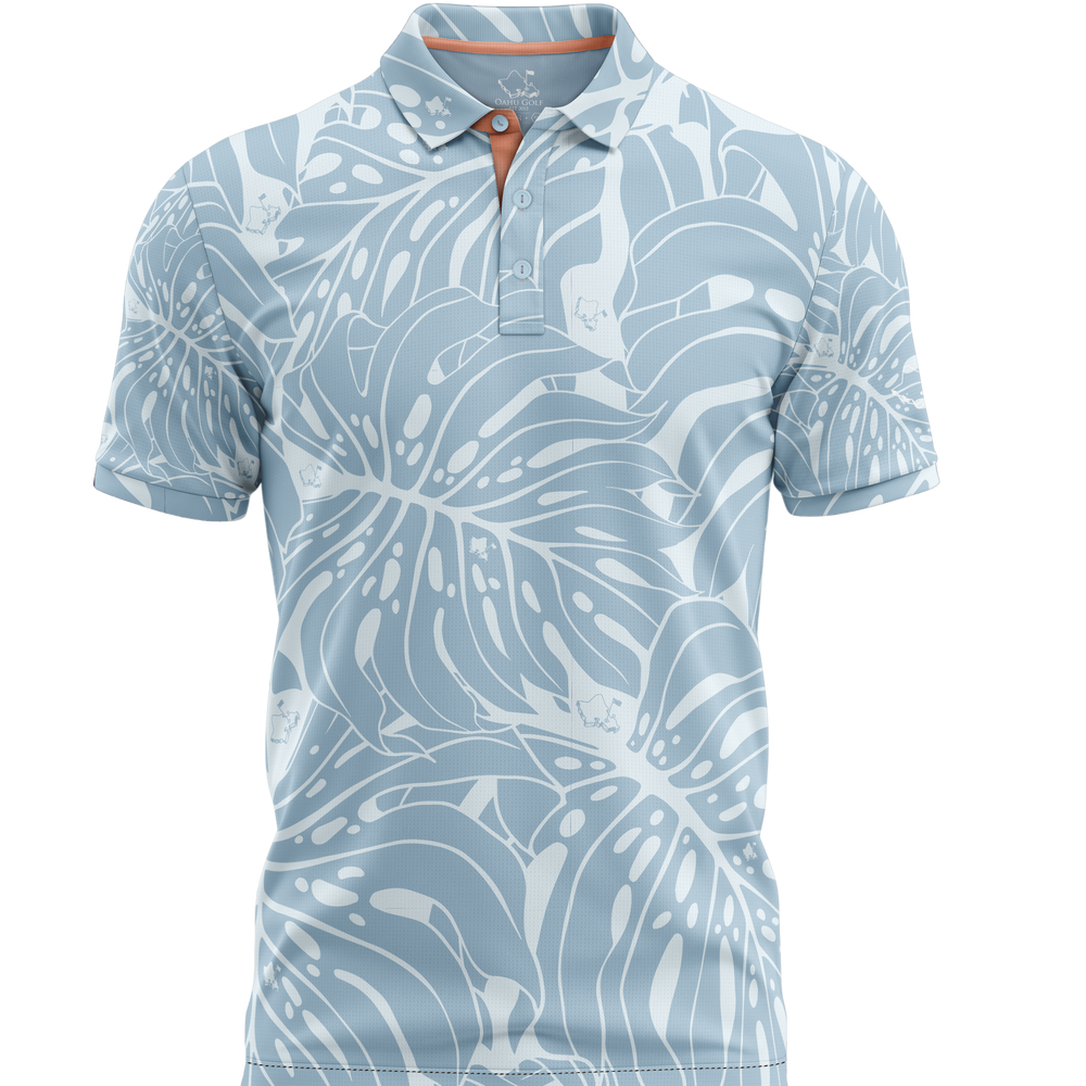 "Monstera 2-0" Tonal Slate - OGA Men's Polo - Slate Blue