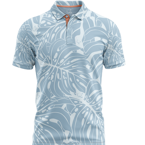 "Monstera 2-0" Tonal Slate - OGA Men's Polo - Slate Blue