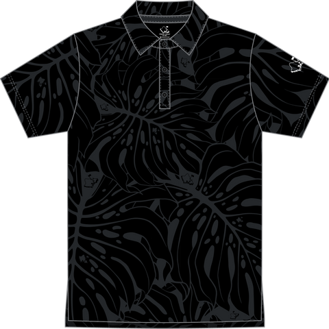 "Monstera 2.0" Obsidian Black - OGA Youth Polo - Black