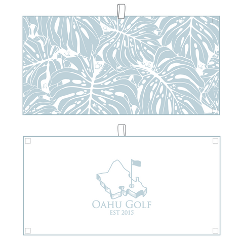 "Monstera 2.0" Large Golf Towel - OGA Large Towel - Haupia / Gray