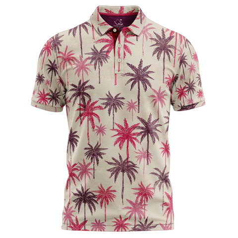 "Nucifera" White Sand- OGA Men's Polo - Sand / Plum