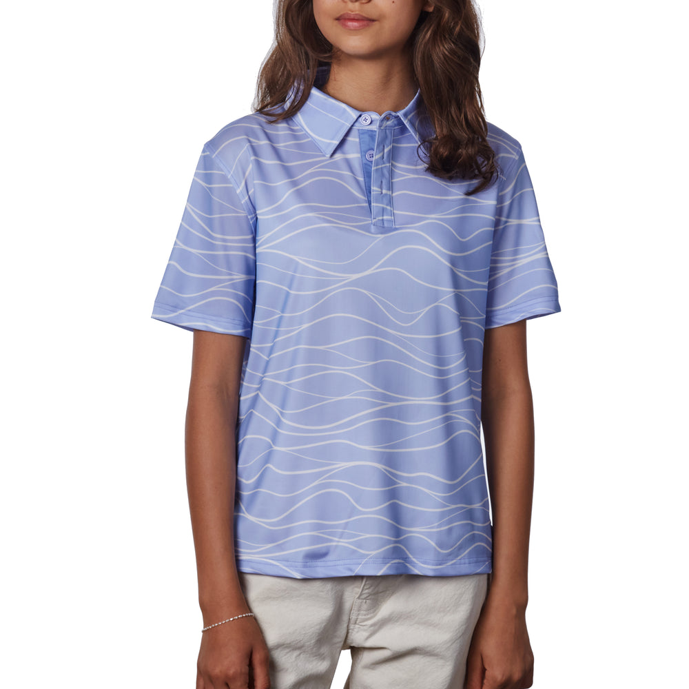 "WAVY" Lite Ube Dunes - OGA Youth Polo - Lite Ube / White