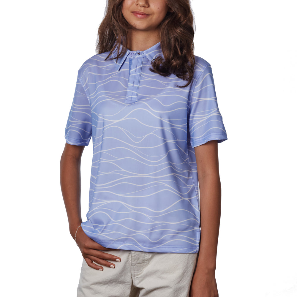 "WAVY" Lite Ube Dunes - OGA Youth Polo - Lite Ube / White