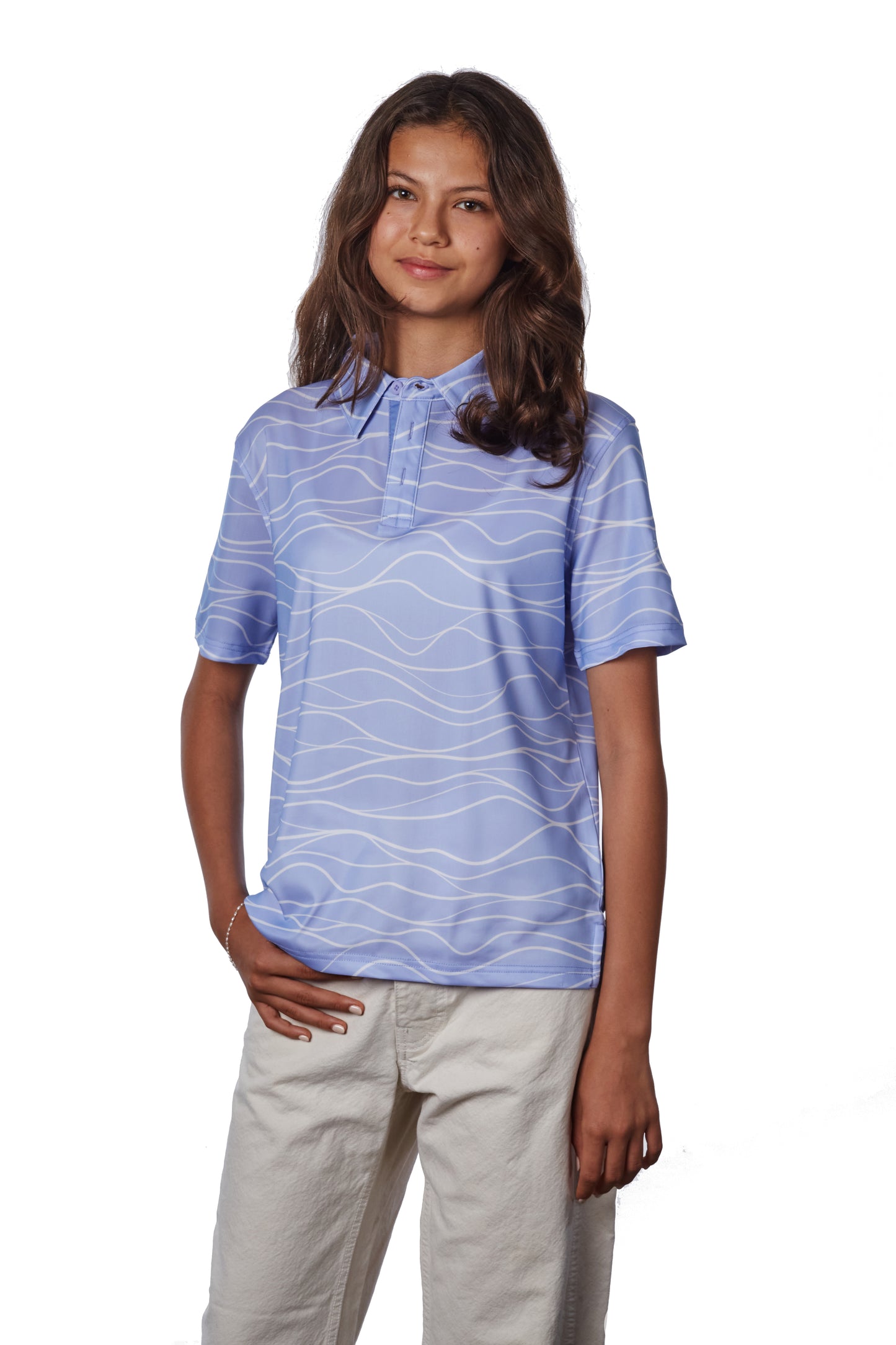 "WAVY" Lite Ube Dunes - OGA Youth Polo - Lite Ube / White